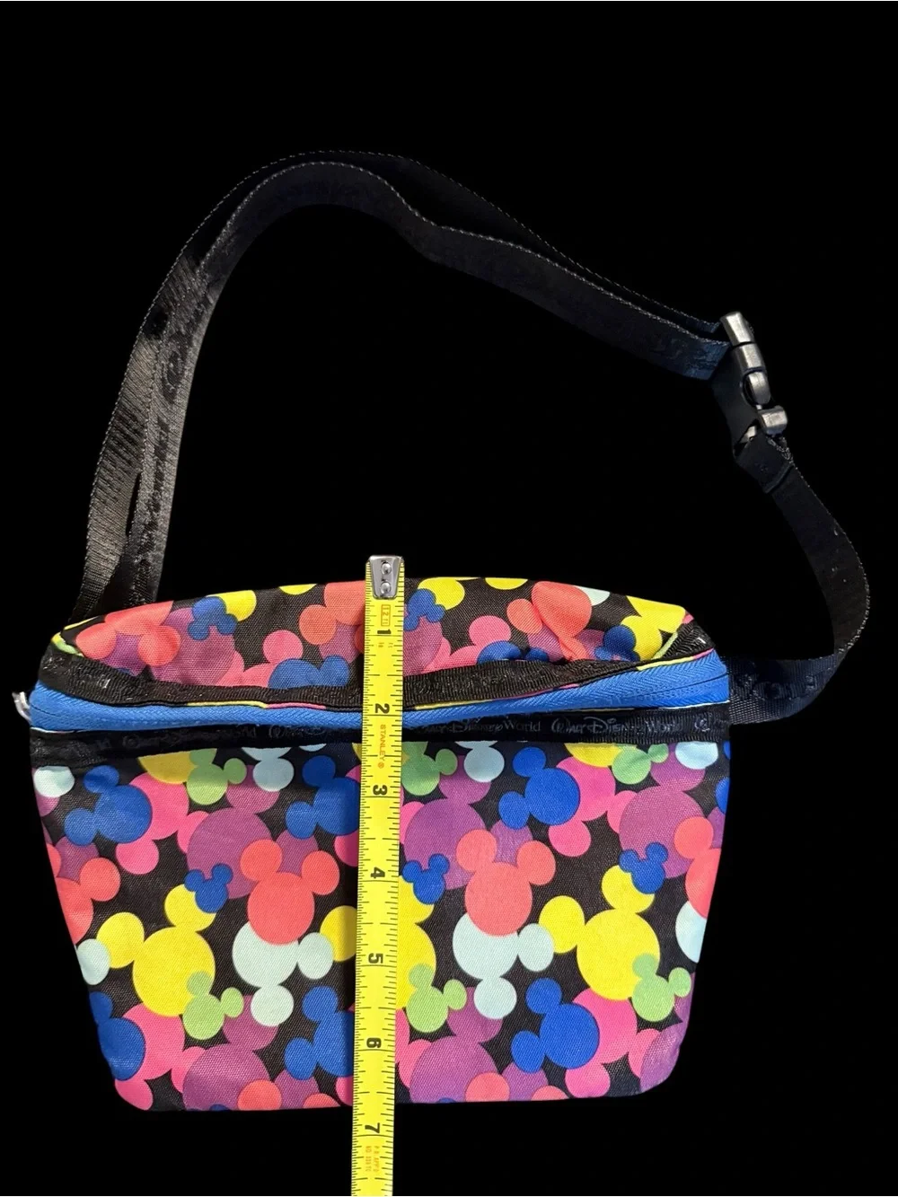 Disney Mickey Mouse Multicolor Print Belt Bag Fanny Pack Zip Adjustable Strap